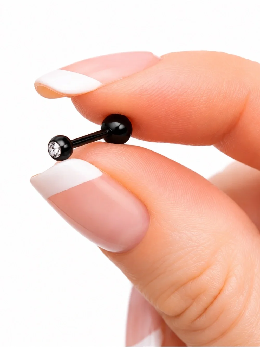 Black CZ Ball Cartilage Barbell Earring Helix Tragus Piercing 18G